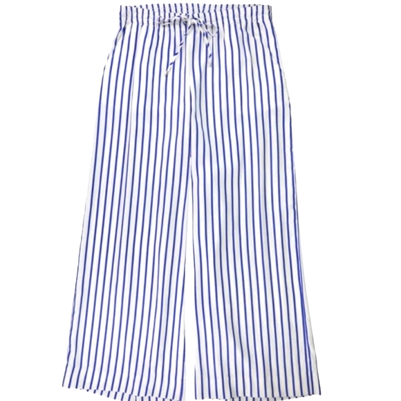 Lauren Ralph Lauren Pants - Lauren Ralph Lauren Ziakash White Blue Striped Wide Leg Pull-On Pants XL.